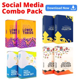 Social Media Combo Pack: 48 Lower Thirds, 72 Icons, 36 CTAs & 62 Stickers